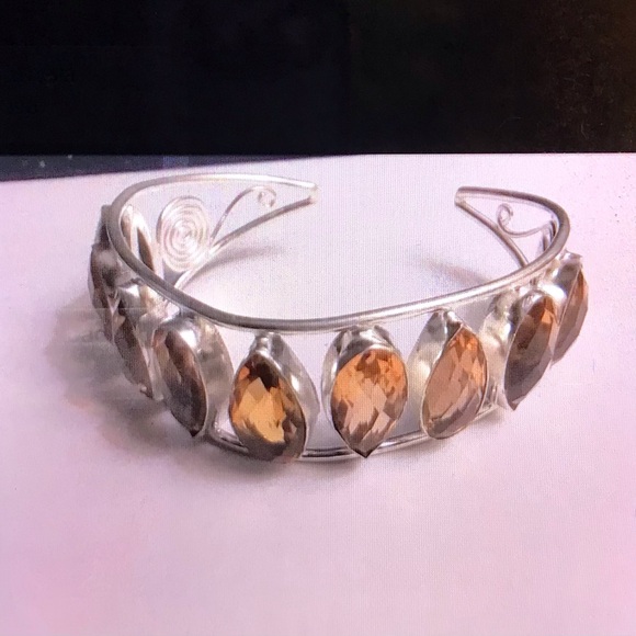 Morganite 925 Sterling Silver Cuff Bracelet - Picture 2 of 2